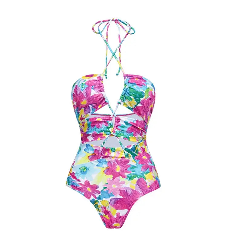 Cutout One Piece Swimsuit Set with Cover Up