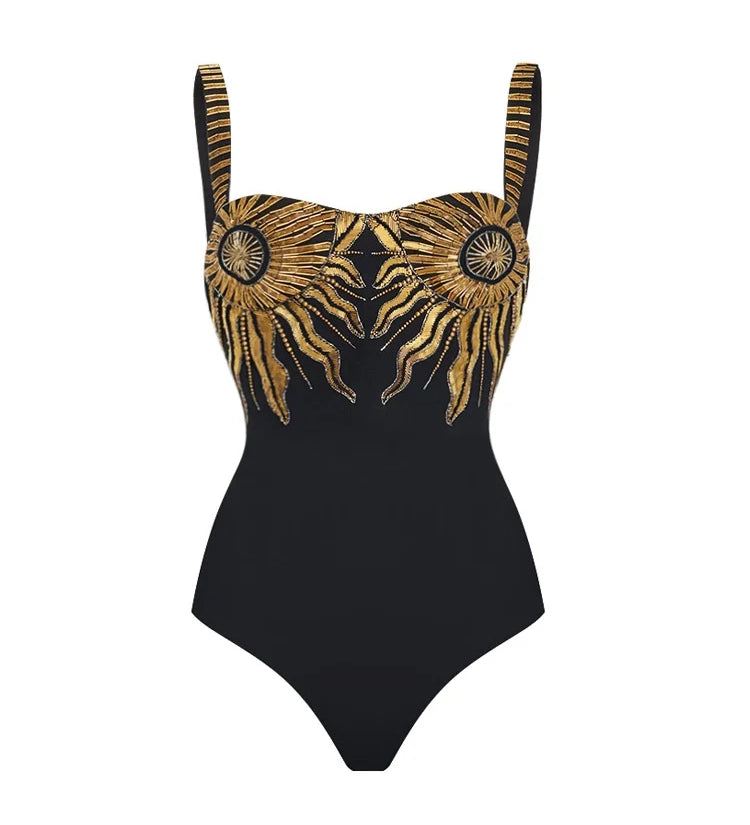 Sequin Sunflower One-Piece Swimsuit