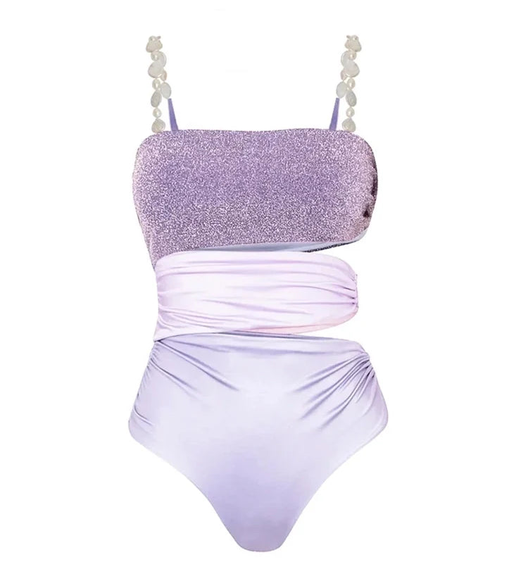 Glitter Cutout Resort Swimsuit Set
