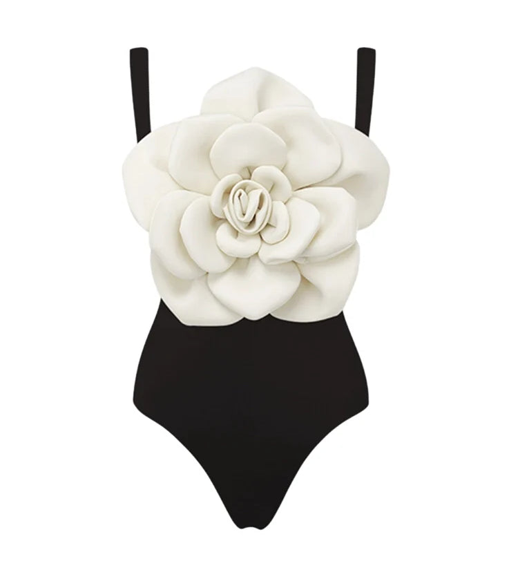 Floral Accent One-Piece Swimsuit Set