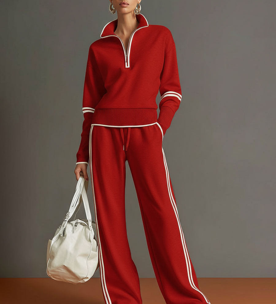 Vera - Conjunto Desportivo Retro com Meio Zíper