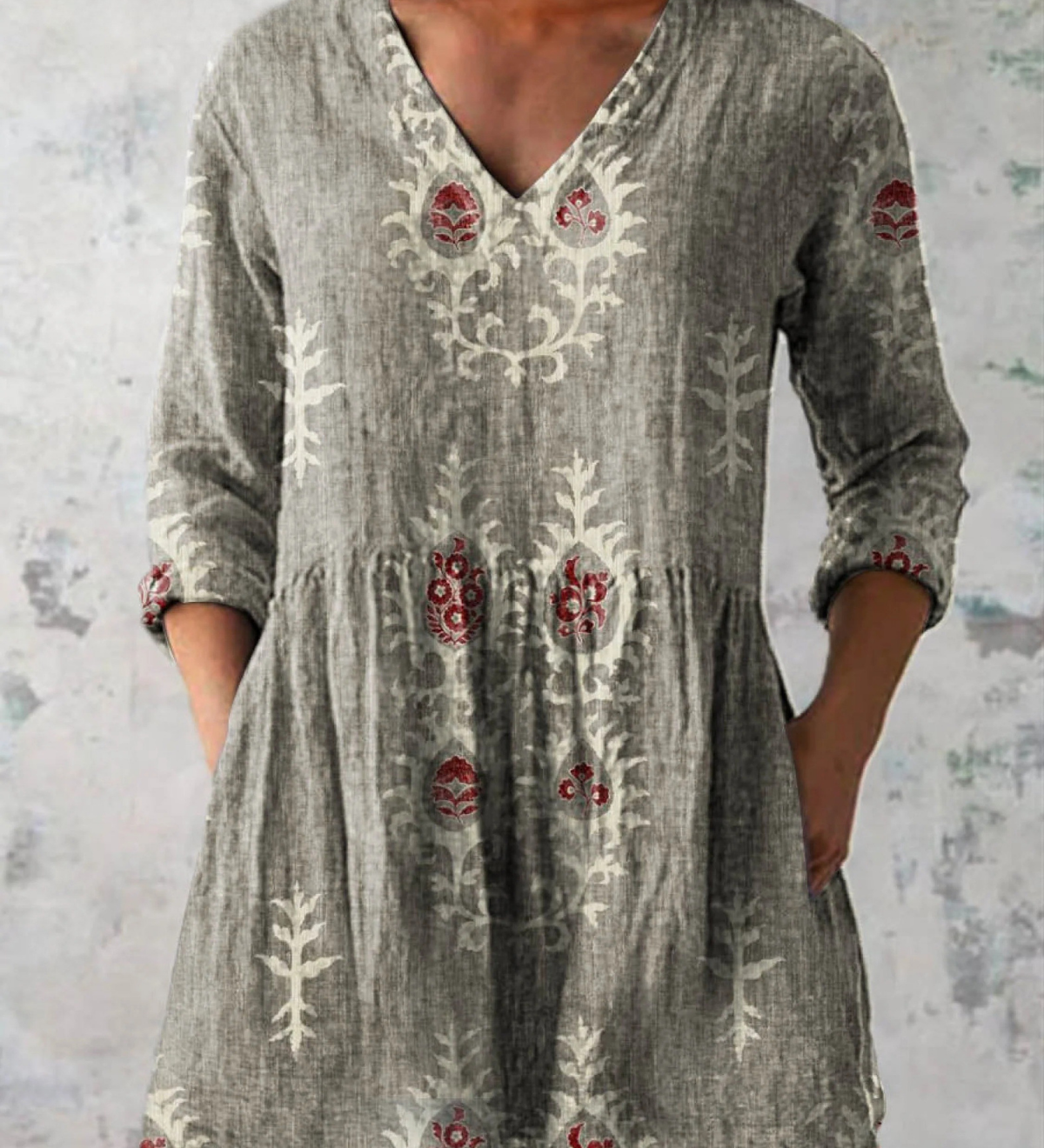 Élise - Blusa Longa com Decote em V