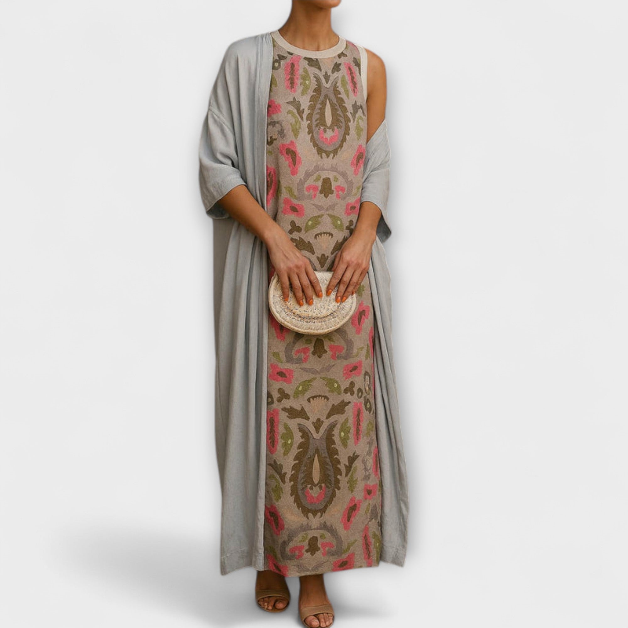 Rafaela – Vestido longo elegante com casaco a condizer