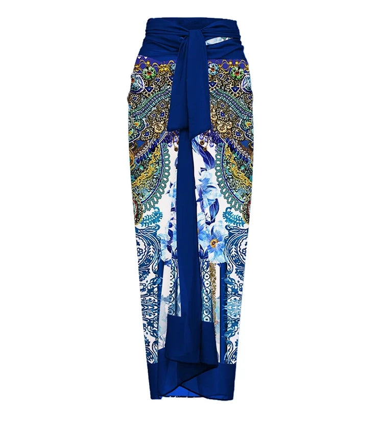 Blue 3D Floral Embellished Swimsuit
