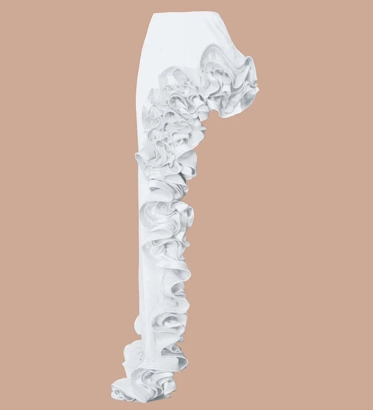 White V-Neck Ruffle Swimsuit