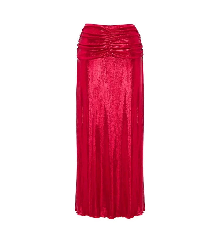 Red Glossy One-Piece with 3D Butterfly