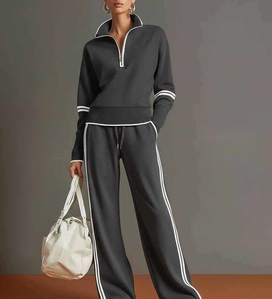 Vera - Conjunto Desportivo Retro com Meio Zíper