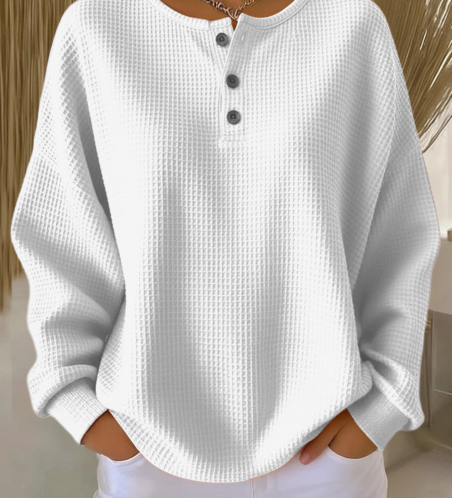 Sónia - Camisola com Textura Waffle e Gola Elegante