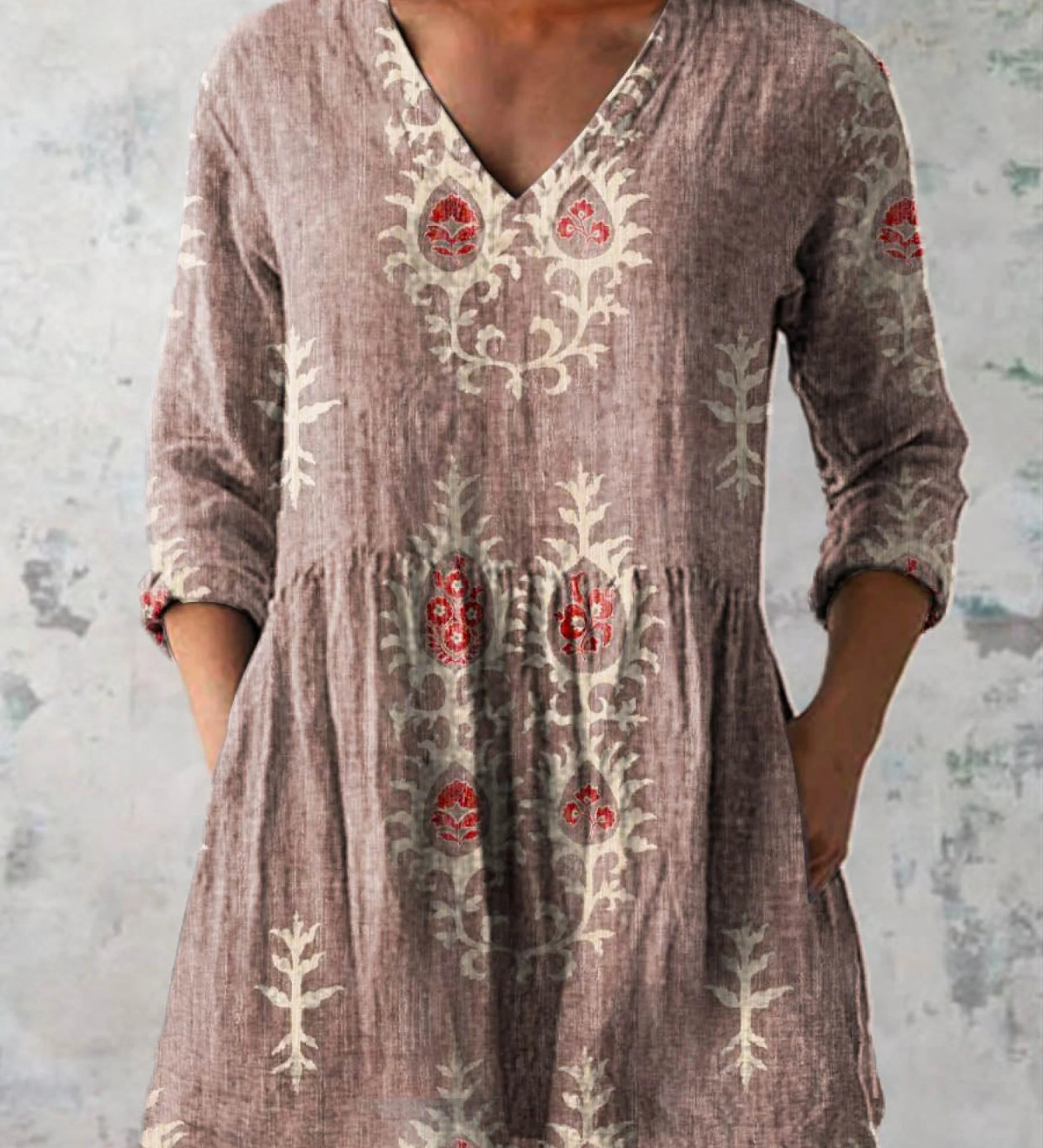 Élise - Blusa Longa com Decote em V