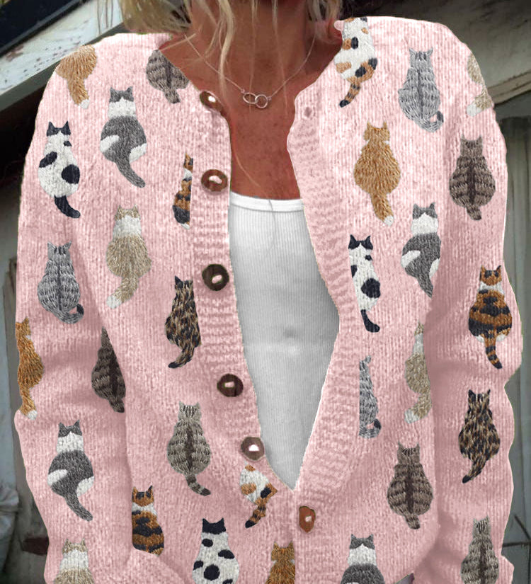 Carlota - Cardigan com Estampa de Gatos