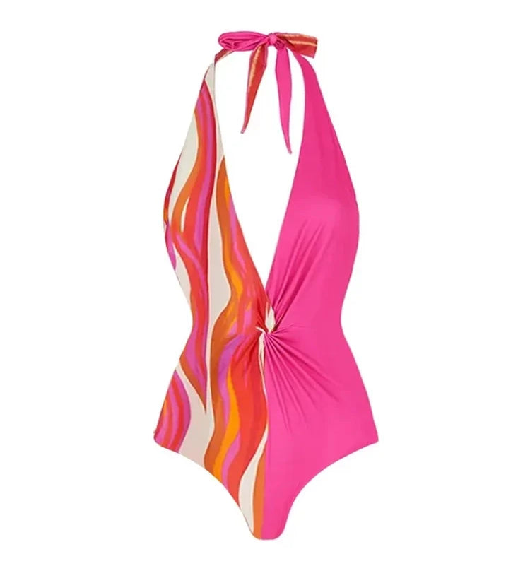 Halter Swimsuit and One Shoulder Bikini