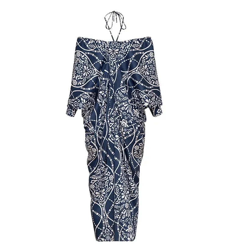 Beaded Textured Fabric One Piece Swimsuit Set