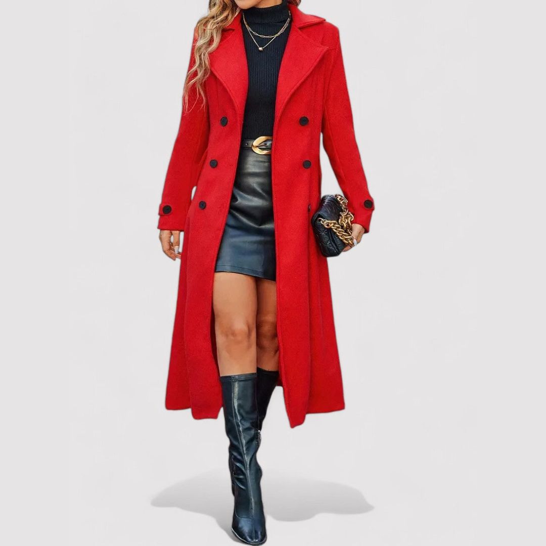 Sofia - Casaco Longo de Botões Duplos