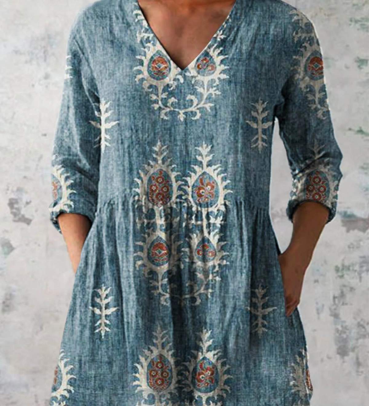 Élise - Blusa Longa com Decote em V