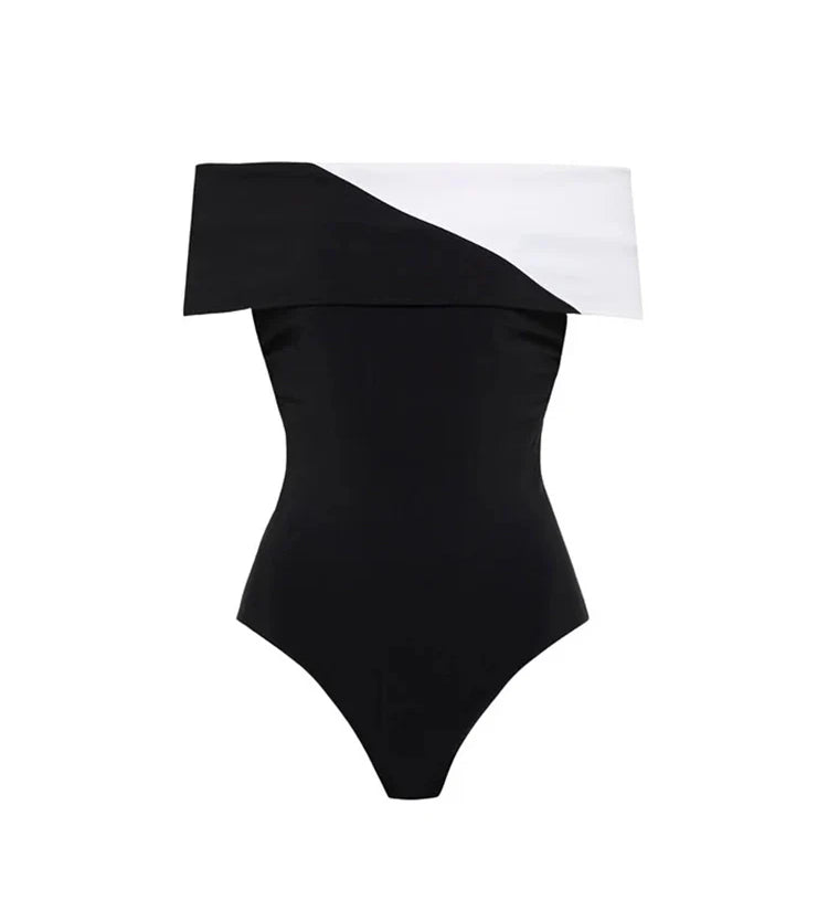 Colorblock Minimal One Piece Swimsuit Set