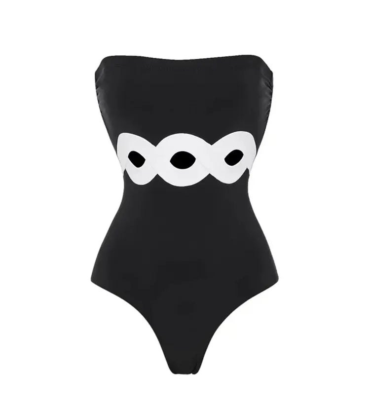 Colorblock One Piece Swimsuit Set