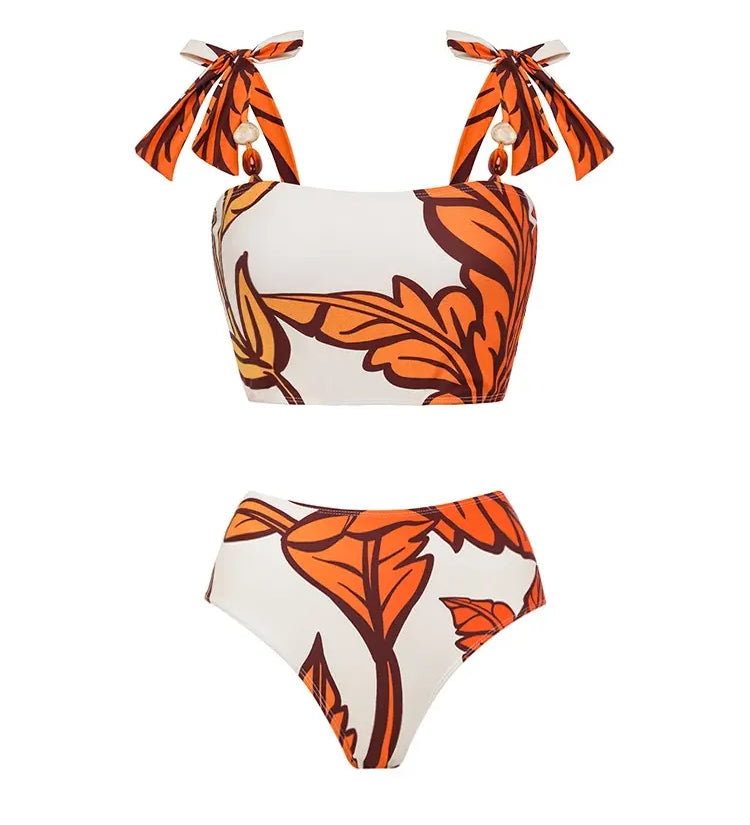 Maple Print Swimsuit Set Trio