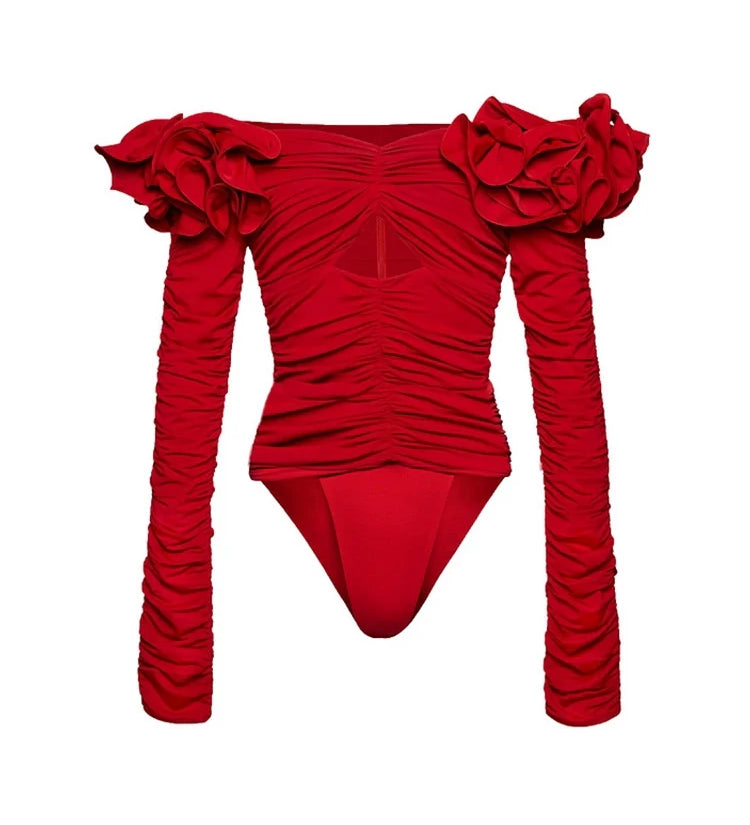Floral Appliqué Swimsuit Set