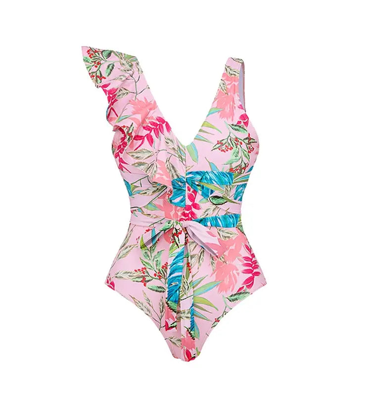 Vacation Floral Print Swimsuit Combo