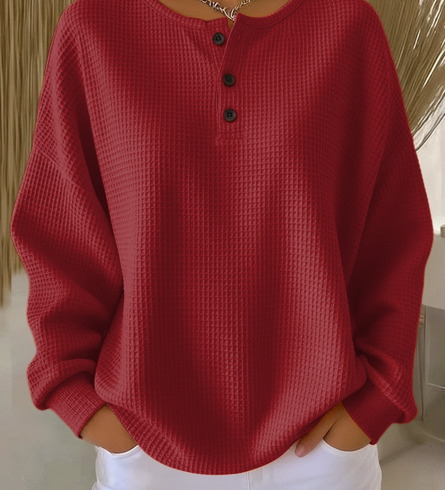 Sónia - Camisola com Textura Waffle e Gola Elegante