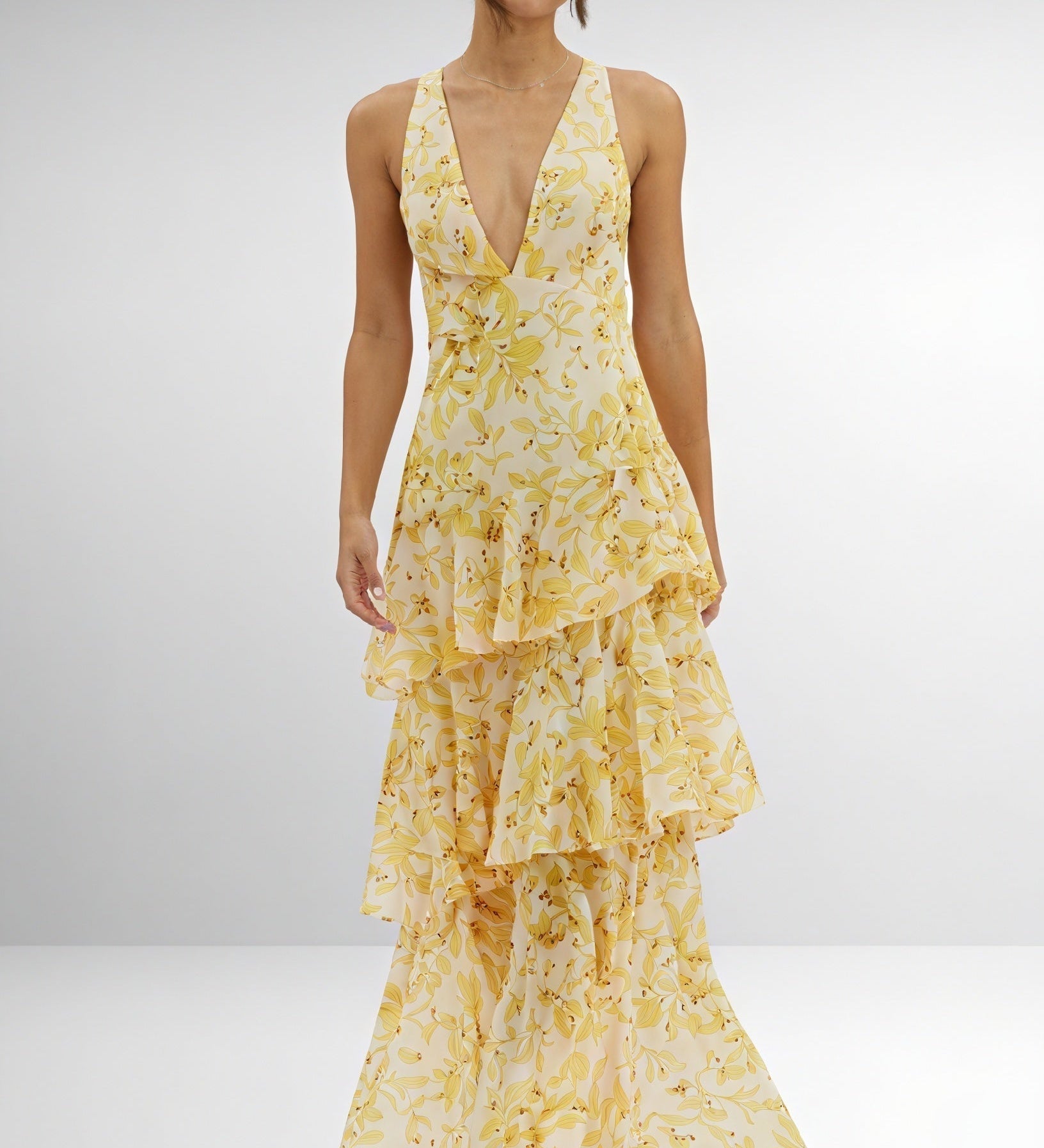 Luz - Vestido Floral Decote Profundo