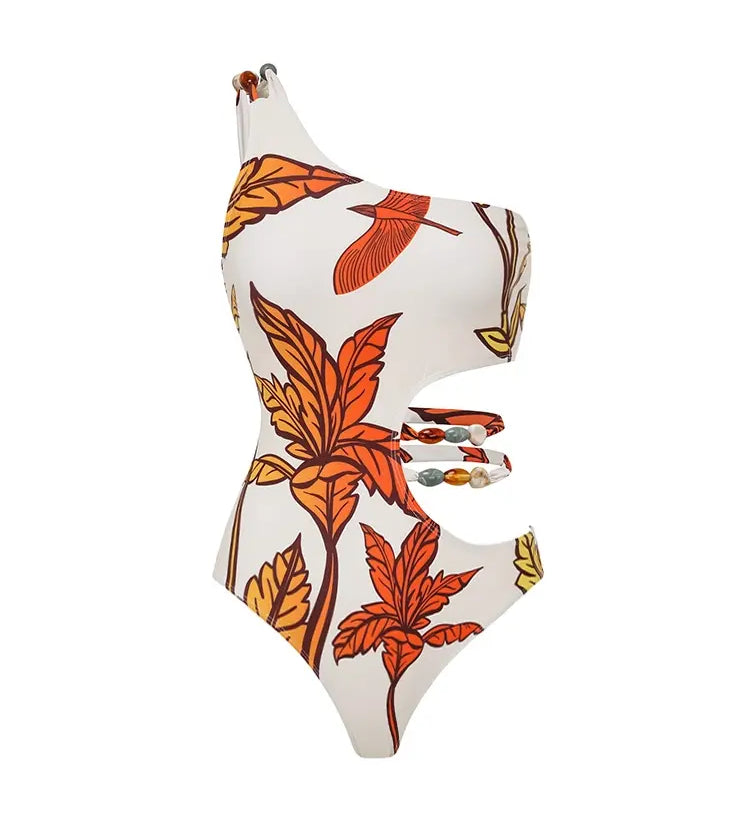 Maple Print Swimsuit Set Trio