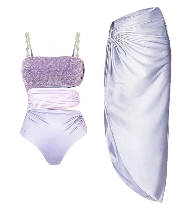 Glitter Cutout Resort Swimsuit Set