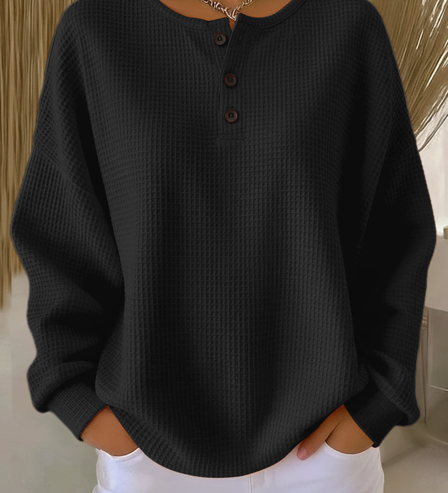 Sónia - Camisola com Textura Waffle e Gola Elegante