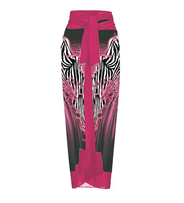 3D Fuchsia Floral Bust Decor Printed Swimsuit