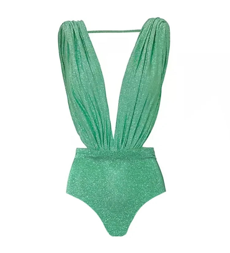 Sparkling Deep V Sexy Swimsuit Set