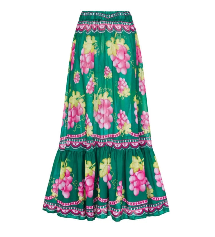 Ruffled Ruched One-Piece Maxi Skirt Set