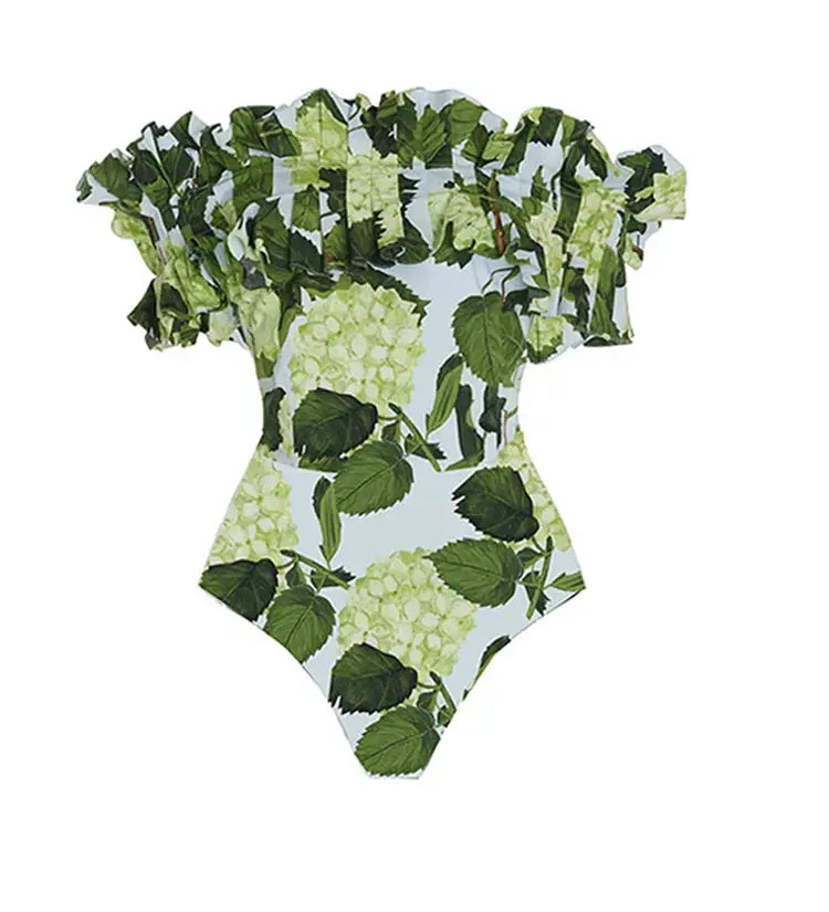 Ruffle Hydrangea Bandeau Bikini Set – Floral Sweet Style
