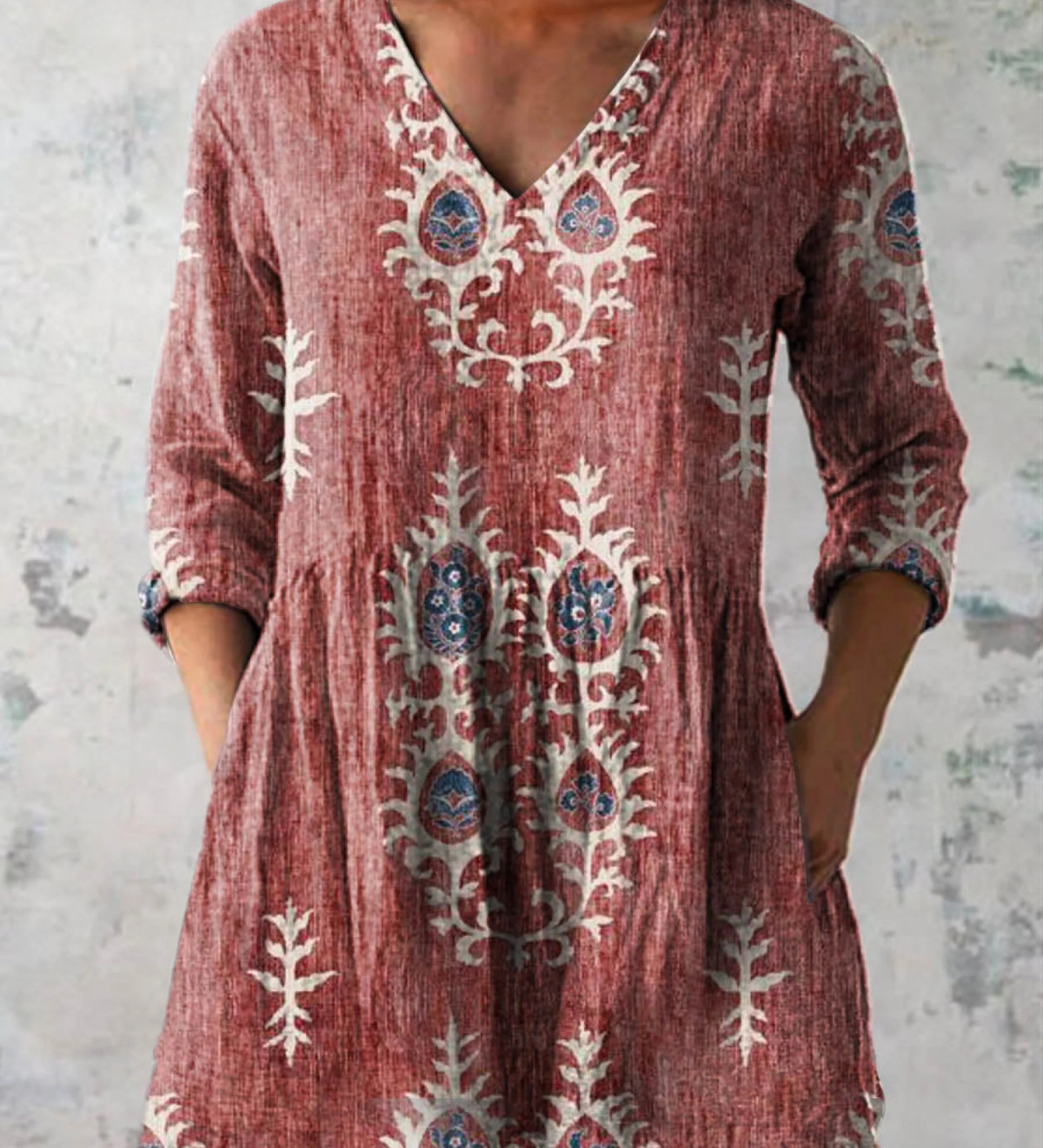 Élise - Blusa Longa com Decote em V