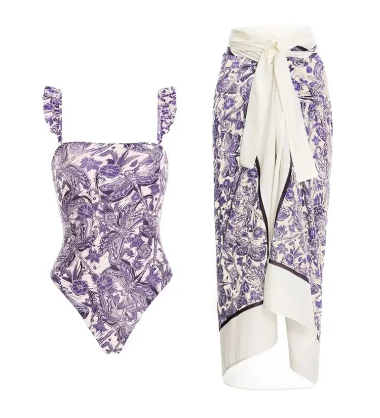 Dragonfly Ruffle Bikini Swimsuit Set