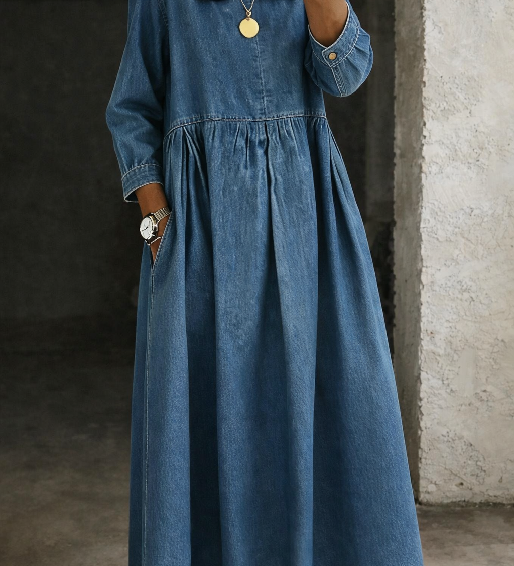 Guiomar | Vestido em Denim com Colarinho Peter Pan