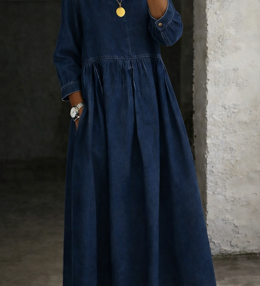 Guiomar | Vestido em Denim com Colarinho Peter Pan