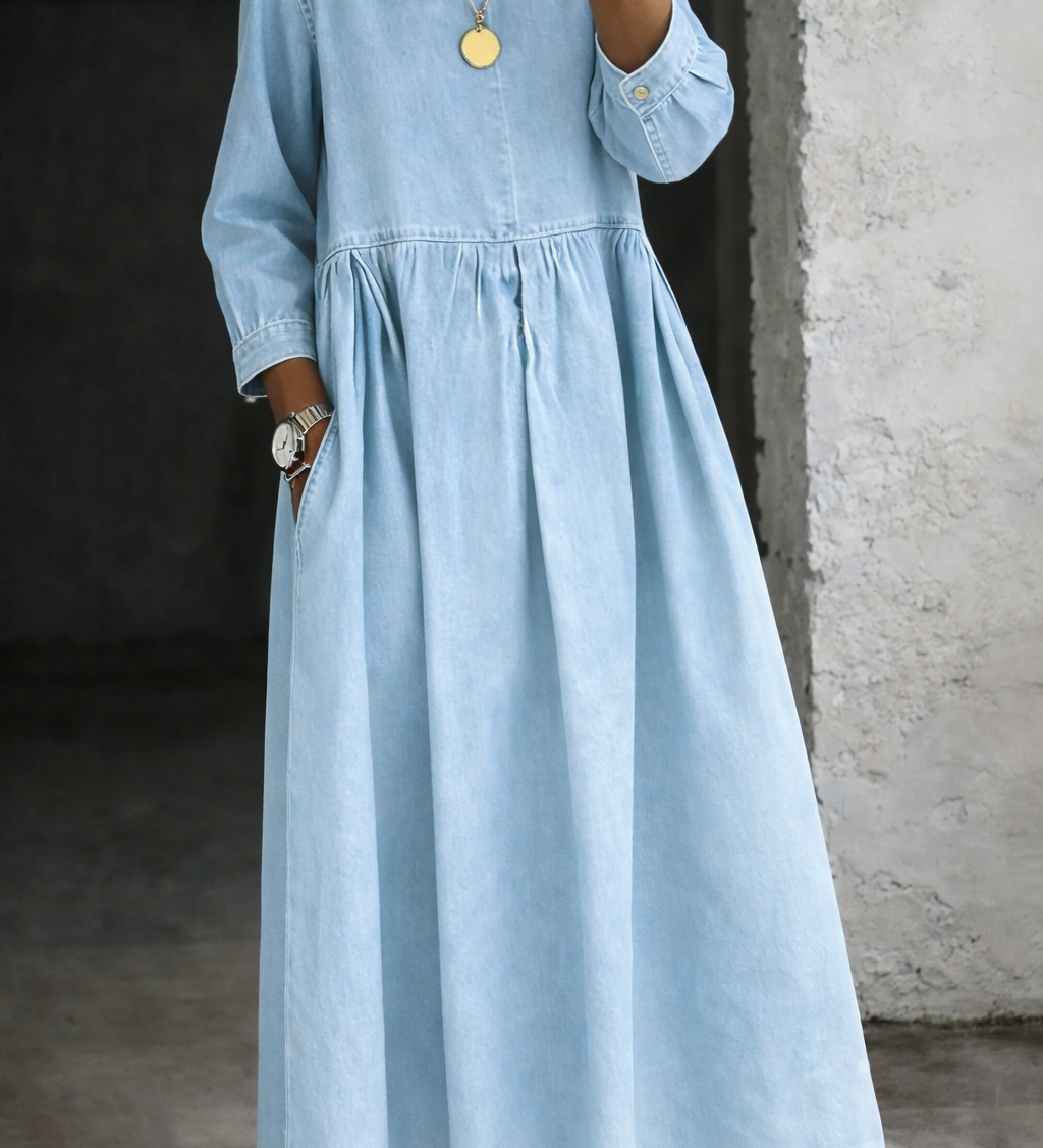 Guiomar | Vestido em Denim com Colarinho Peter Pan