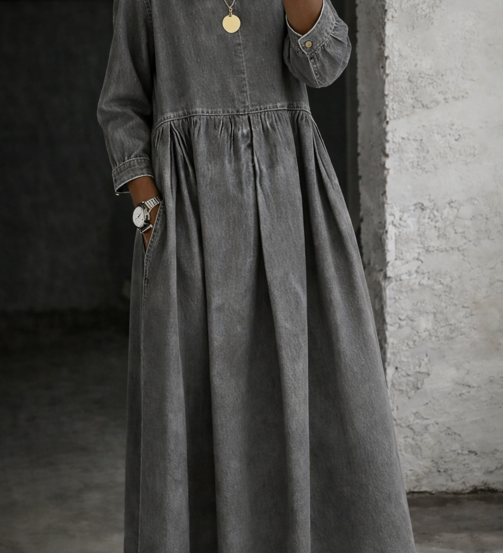 Guiomar | Vestido em Denim com Colarinho Peter Pan