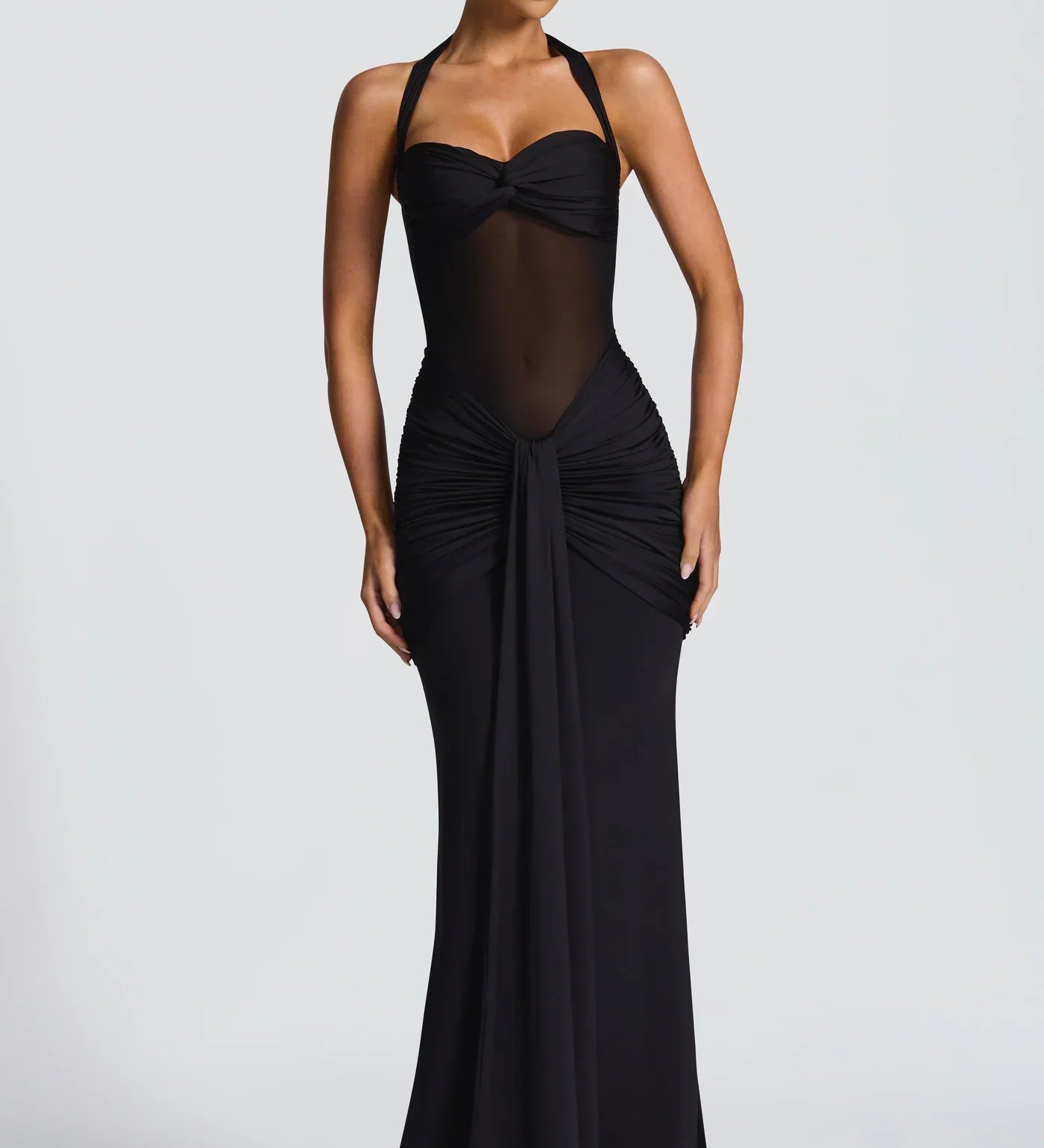 Maxi Vestido de Alças com Pregas