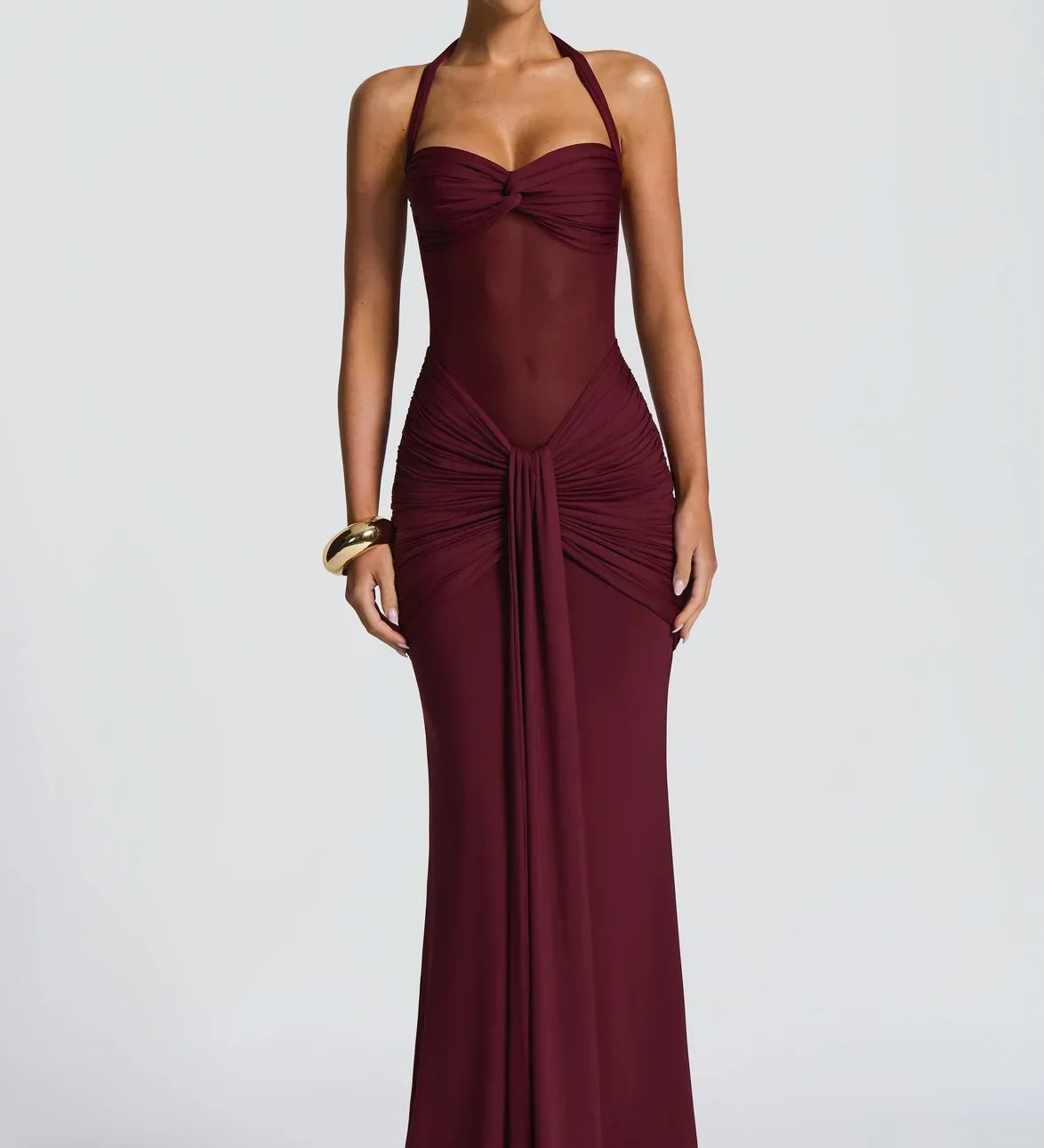 Maxi Vestido de Alças com Pregas