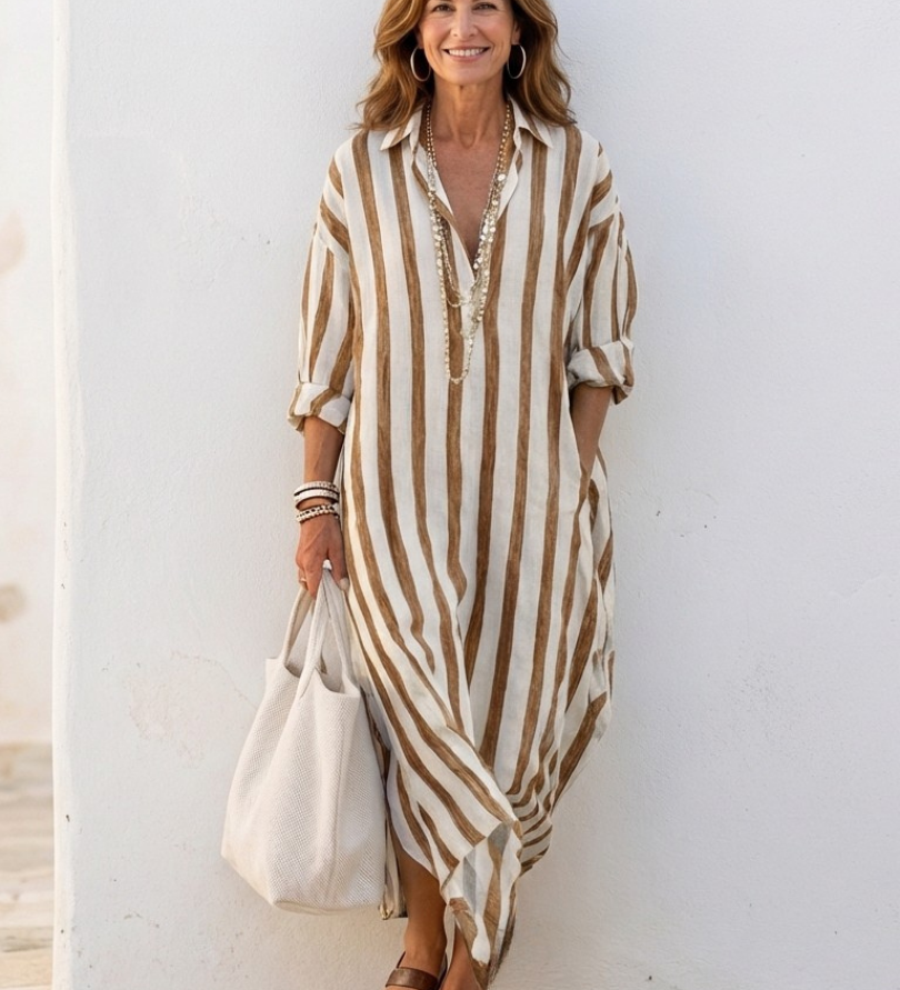 Naomi - Vestido Camisa Midi Listrado