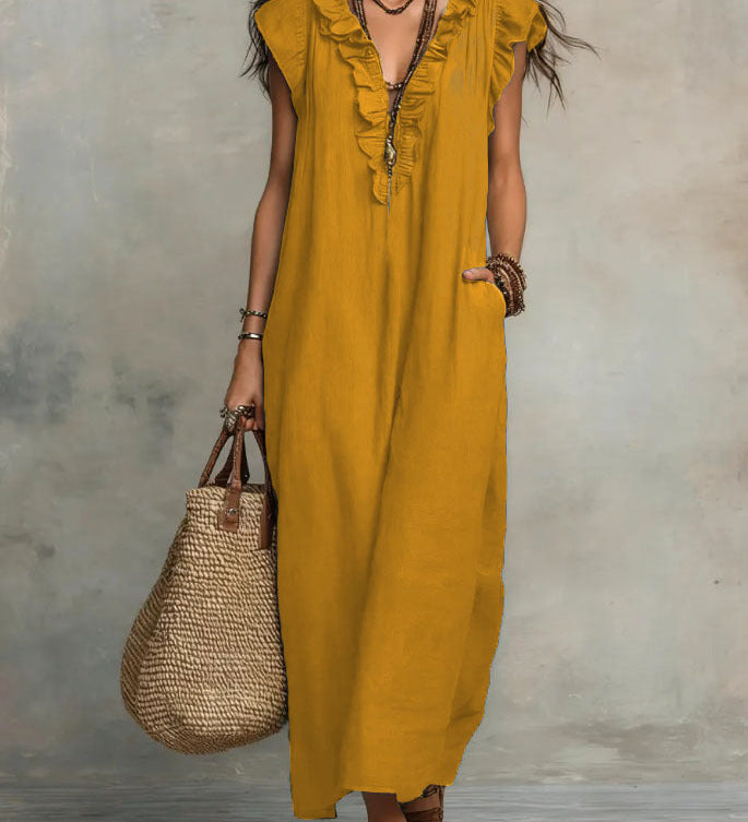 Camélia | Vestido Longo Fluido com Babados