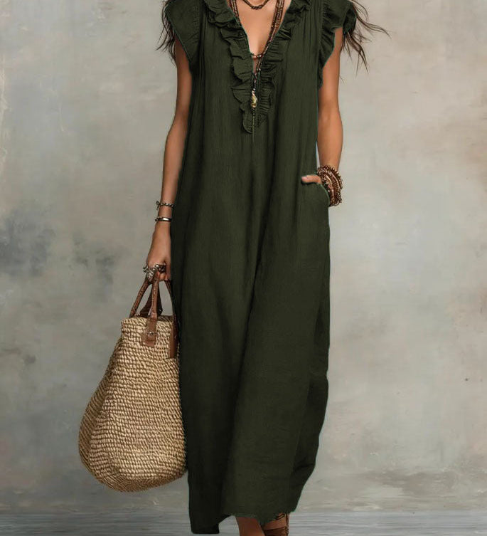 Camélia | Vestido Longo Fluido com Babados