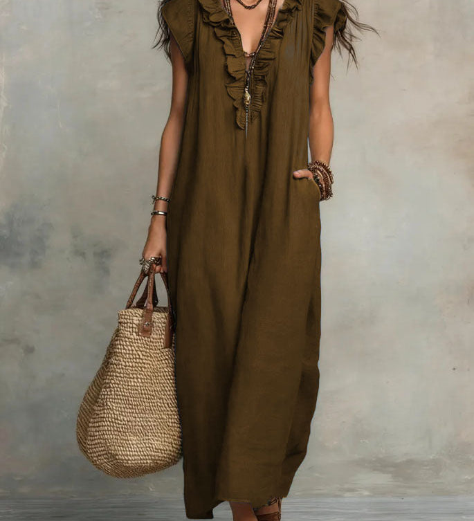 Camélia | Vestido Longo Fluido com Babados