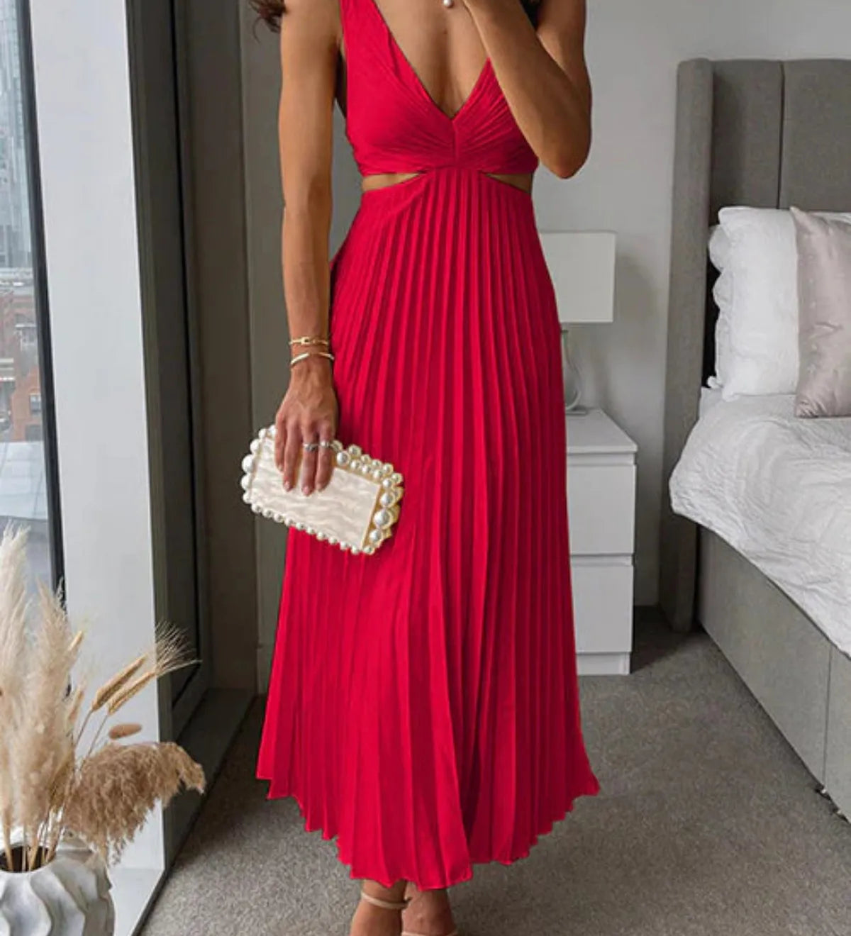 Matilde - Vestido Plissado com Cintura Definida