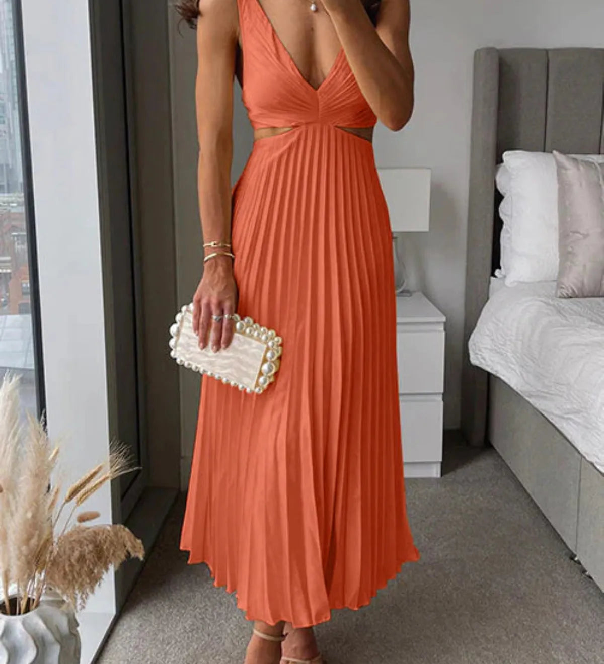 Matilde - Vestido Plissado com Cintura Definida