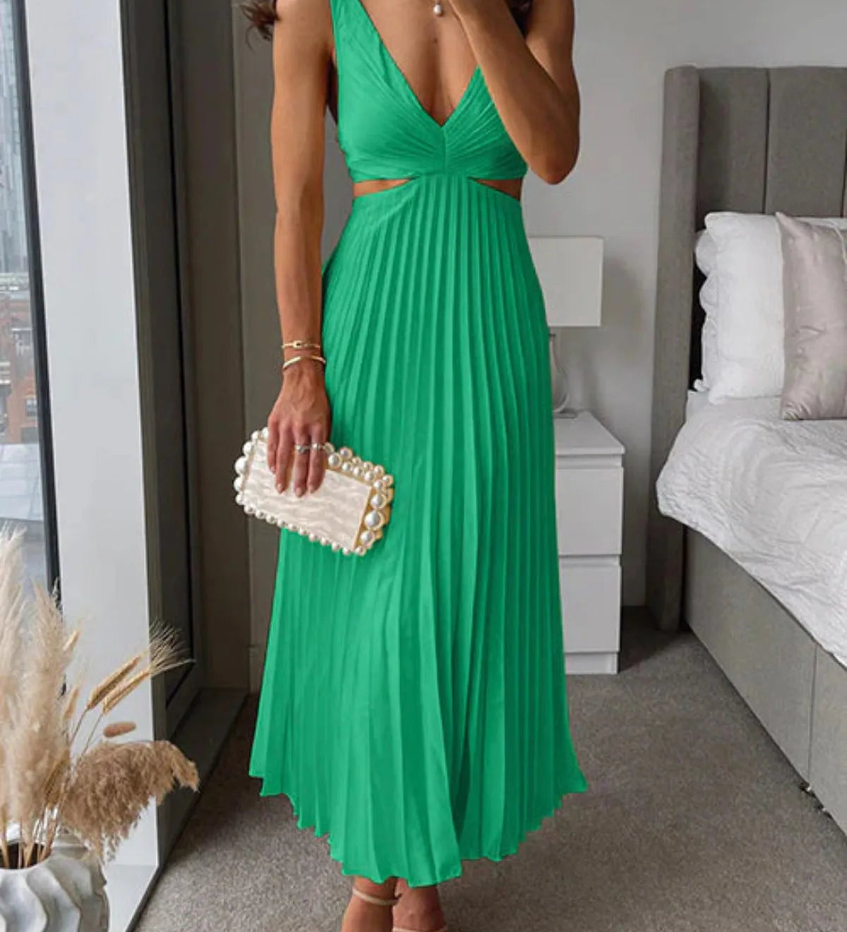 Matilde - Vestido Plissado com Cintura Definida
