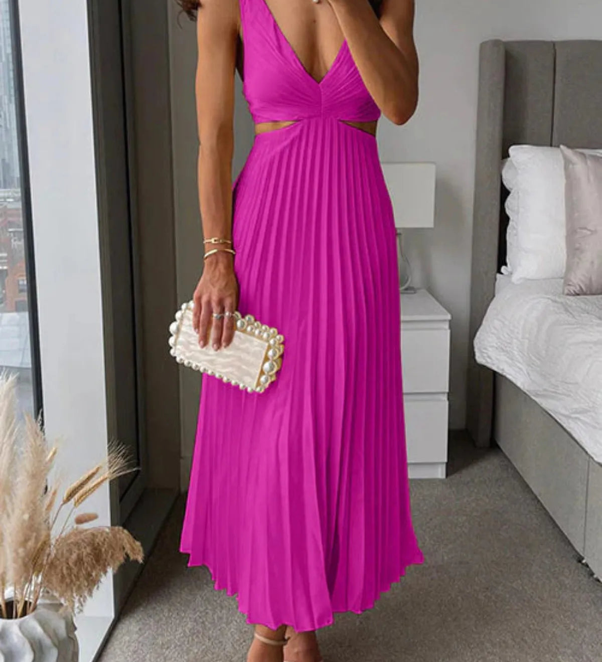 Matilde - Vestido Plissado com Cintura Definida