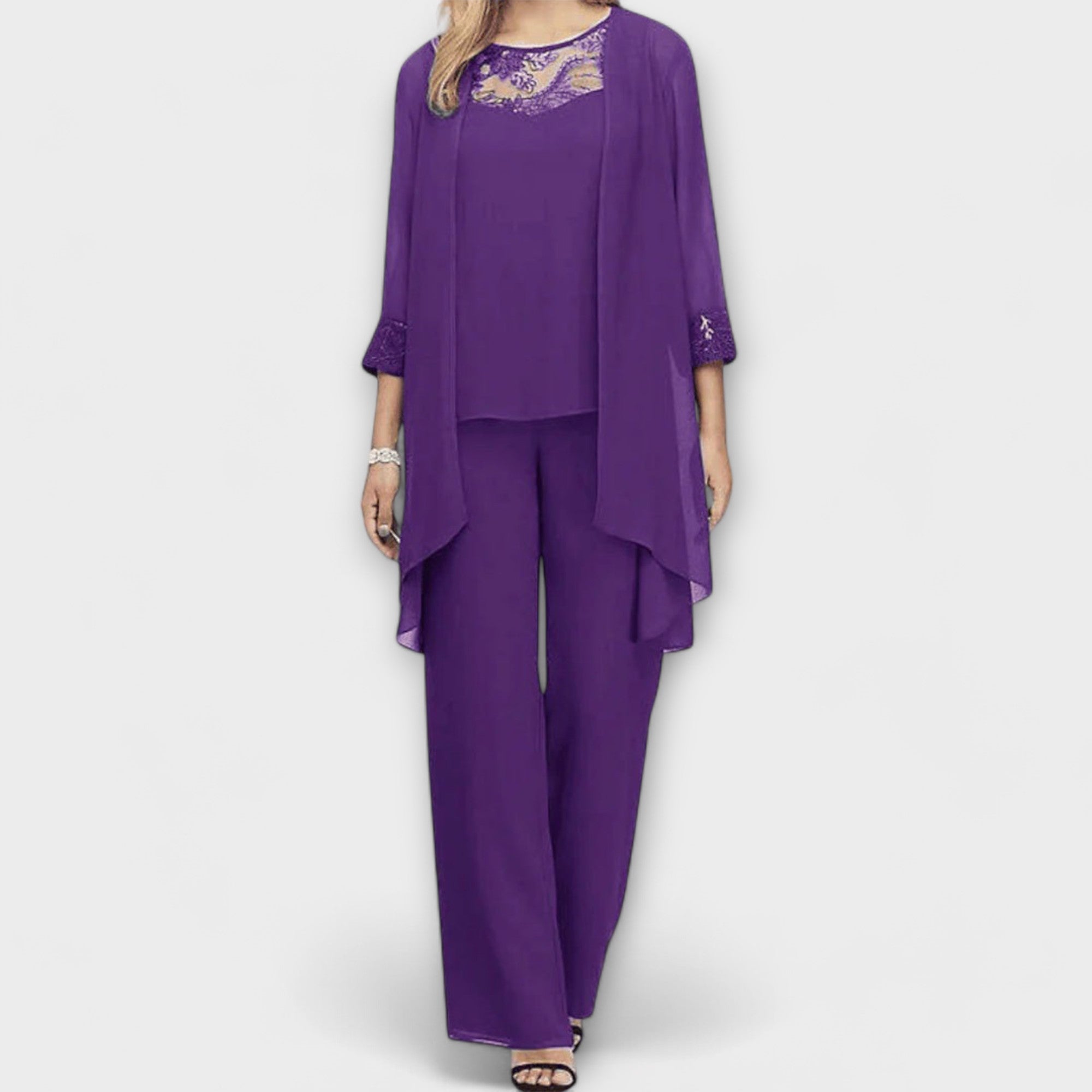 Constanza - Conjunto de Malha de 3 Peças com Cardigan