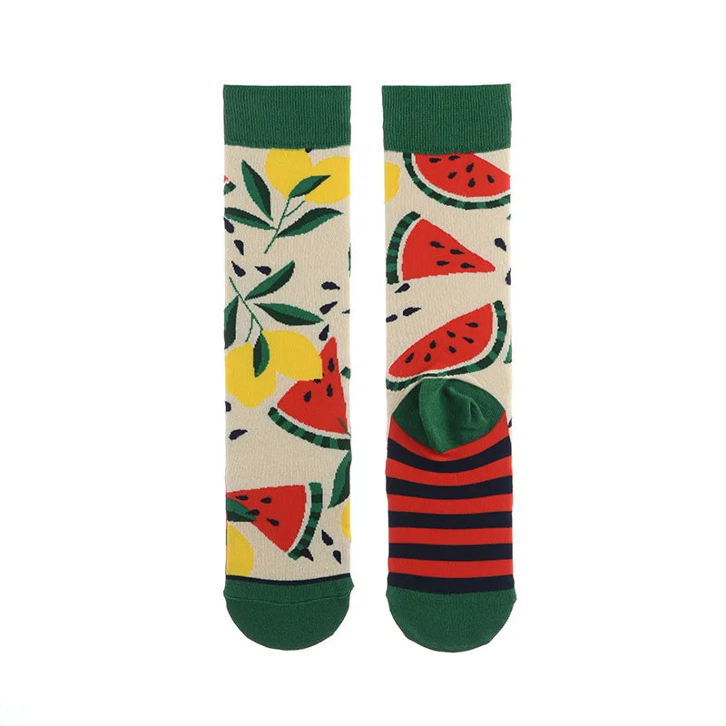 Novo produto rede reta vermelha meias longas feminino algodão primavera ilustração criativo engraçado outono e inverno meias retas